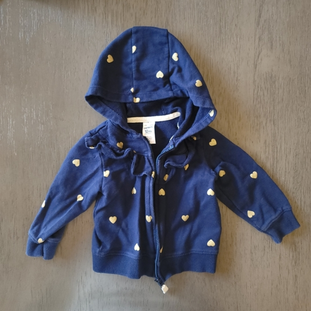 Carter's Girls Navy Blue Hooded Jacket Size 12 Months